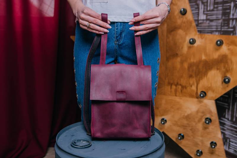 Mini Rucksack Leder Frauen Schwarz Mädchen Stadt Reiserucksack Hipster Niedlich von BlueBerryCraftStudio