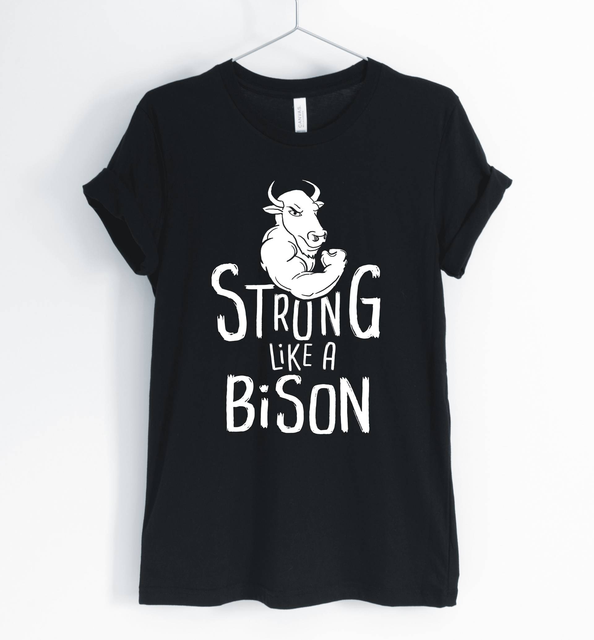 stark Wie Ein Bison Shirt, Jahrgang Bison, Workout Büffel Herder, Inspirierende Unisex & Damen Shirts von BlueCityUSA