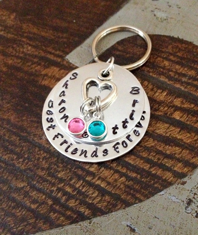 Beste Freunde Für Immer Besten Freund Schlüsselanhänger Personalisierte Handgestempelt Geschenk Beste Freundin von BlueEyedJewelsTX