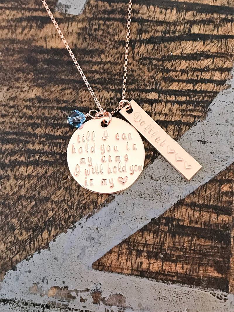 Bis Ich Dich in Meinen Armen Halten Kann, Werde Meinem Herzen Memorial Halskette Fehlgeburt Schmuck Totgeborenen Säugling-Kind Verlust Geschenk von BlueEyedJewelsTX
