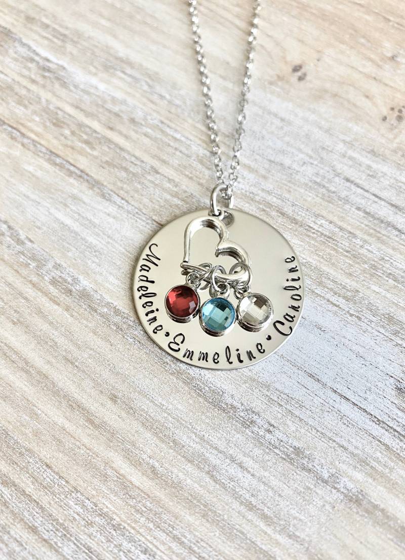 Handgestempelt Halskette Personalisierte Nana Oma Birthstone Familie Geschenk Für Mama von BlueEyedJewelsTX