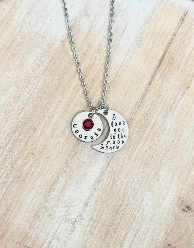 Ich Liebe Dich Bis Zum Mond Und Zurück Halskette Zitat Schmuck Personalisierte Geschenke Benutzerdefinierte Phrase Geburtstagsgeschenk von BlueEyedJewelsTX