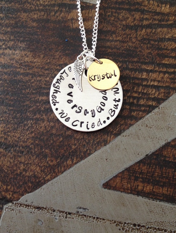 In Erinnerung Halskette Memorial Wir Lachten Weinten, Aber Werden Nie Auf Wiedersehen Gedenken Schmuck Sympathie Engel Flügel von BlueEyedJewelsTX