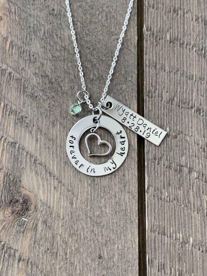 Memorial Geschenk Hand Gestempelt Schmuck Custom Halskette Sympathie Personalisierte Fehlgeburt Säugling Verlust von BlueEyedJewelsTX
