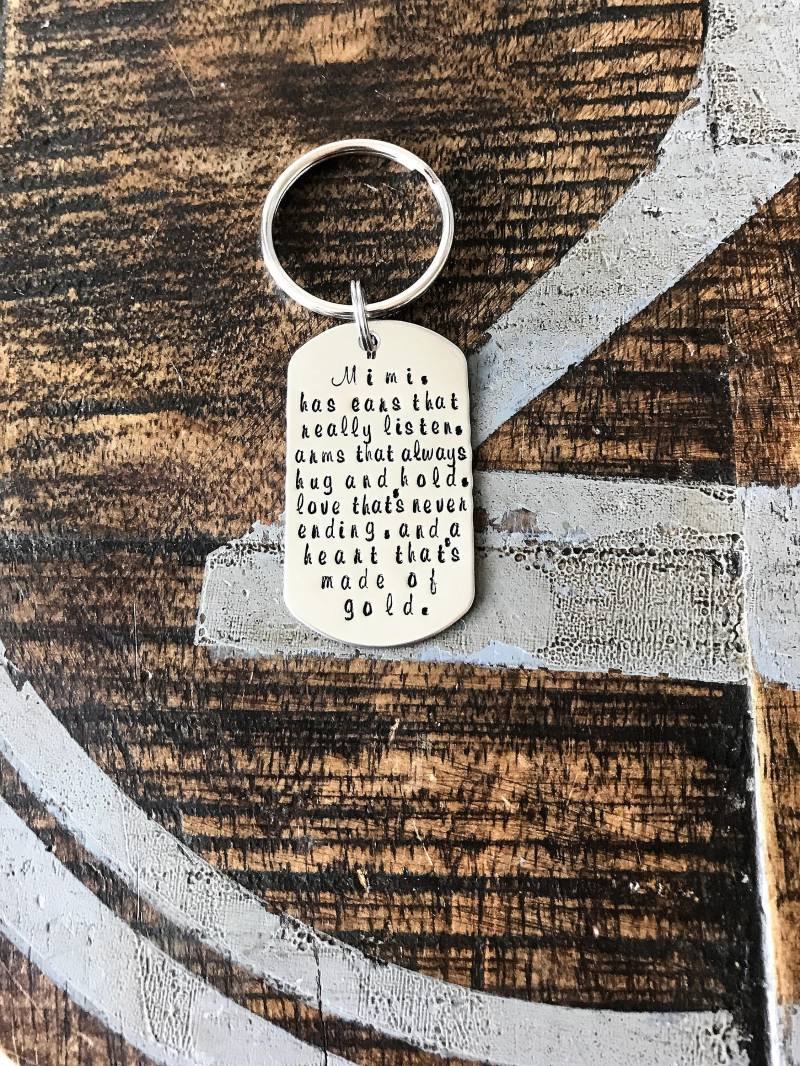 Mimi Keychain Oma Handstamped Geschenk Für Mama Custom Mütter Tagesgeschenk von BlueEyedJewelsTX