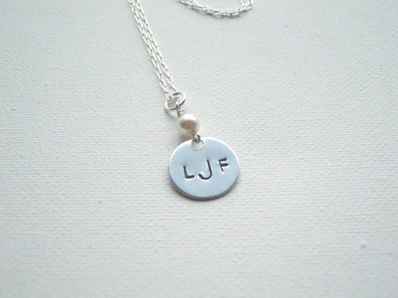 Monogramm Halskette Erste Handgestempelt Schmuck Personalisierte von BlueEyedJewelsTX