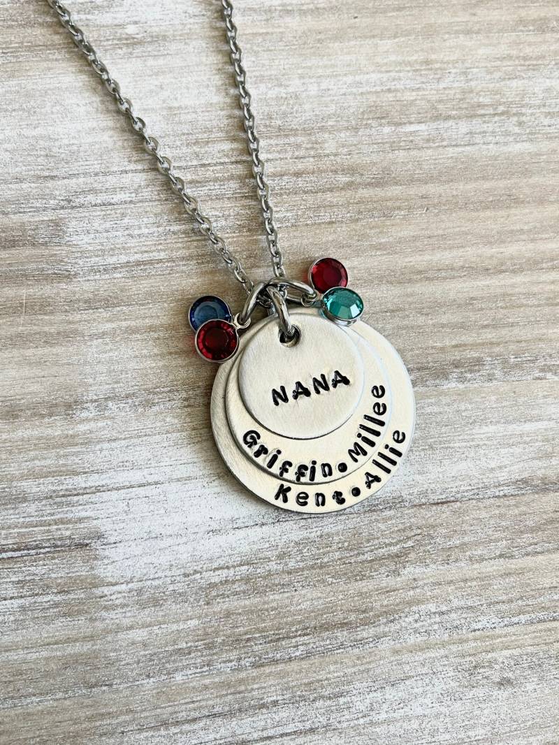 Nana Halskette Schmuck Personalisierte Handgestempelt Name Oma von BlueEyedJewelsTX