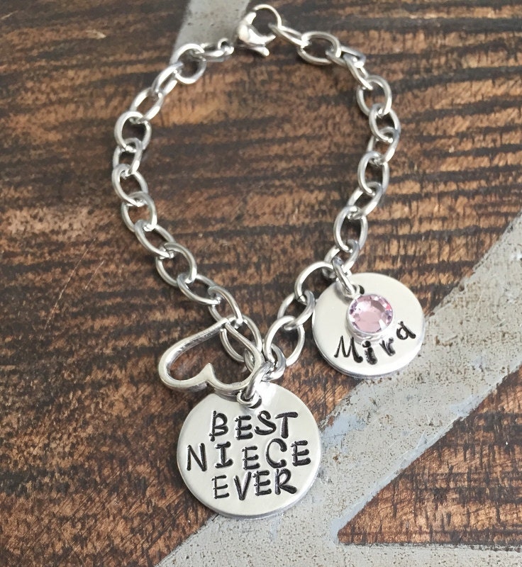 Nichte Armband Geschenk Für Beste Überhaupt Handgestempelt Schmuck Personalisiertes Blumenmädchen von BlueEyedJewelsTX