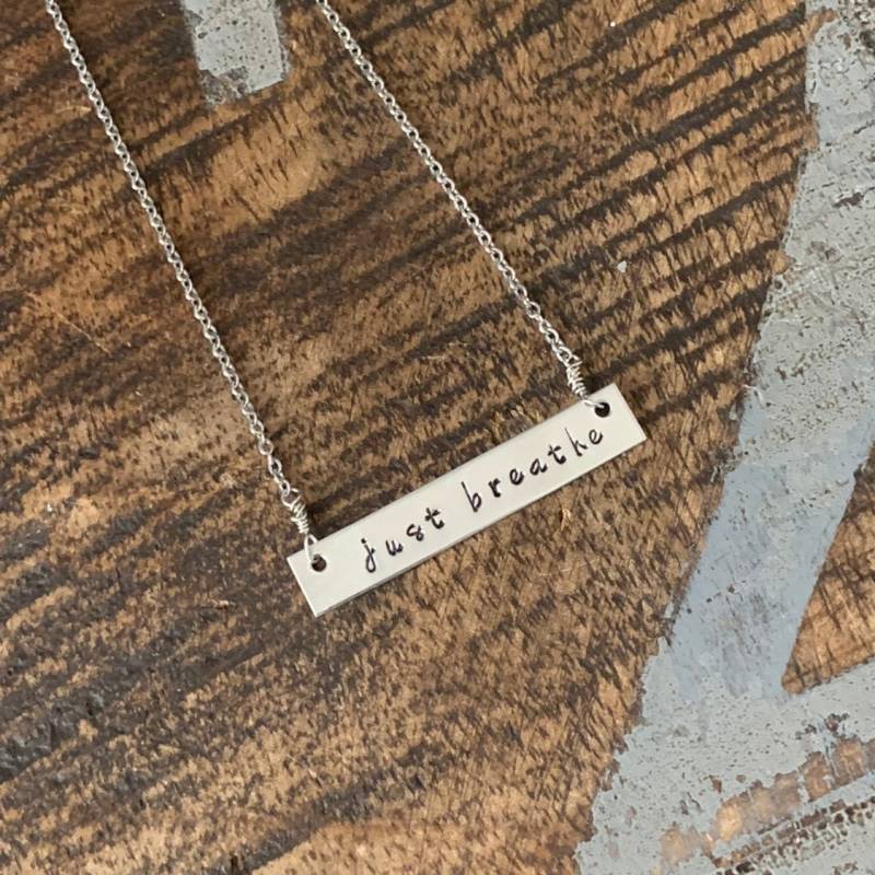 Nur Atmen Bar Halskette Inspirierende Schmuck Hand Gestempelt Einfache Schichtung von BlueEyedJewelsTX