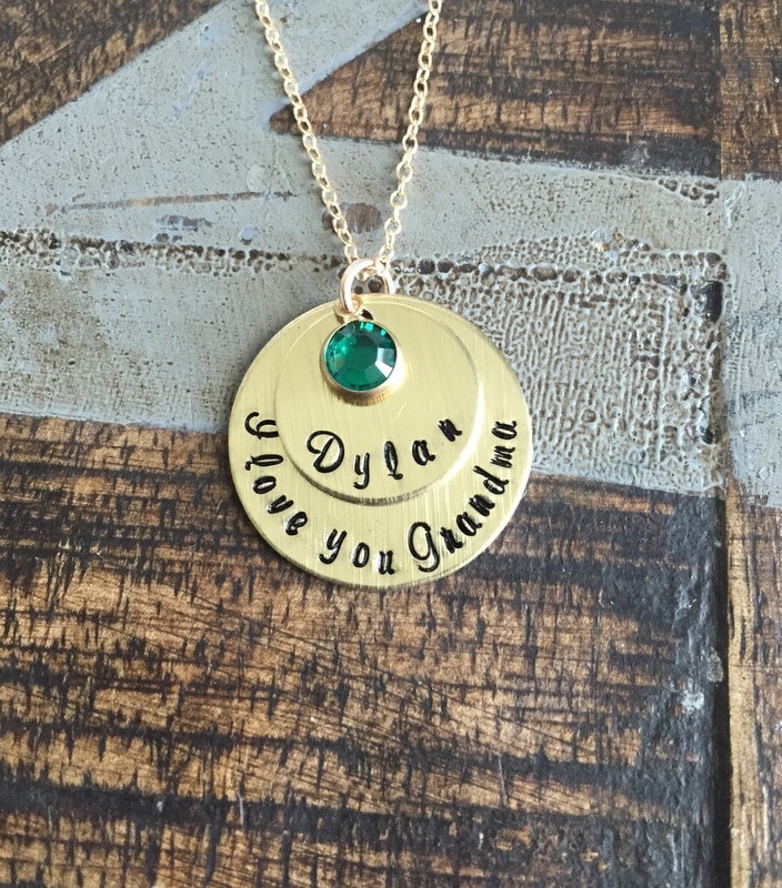Oma Halskette Handgestempelt Gold Geschichtete Birthstone Muttertag Schmuck Geschenk Für Mama von BlueEyedJewelsTX