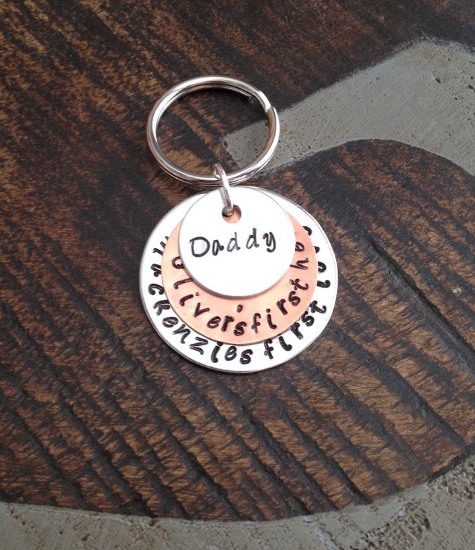 Papa Keychain Daddy Schlüsselanhänger Handgestempelt Personalisierte Geschichteten Zitat von BlueEyedJewelsTX