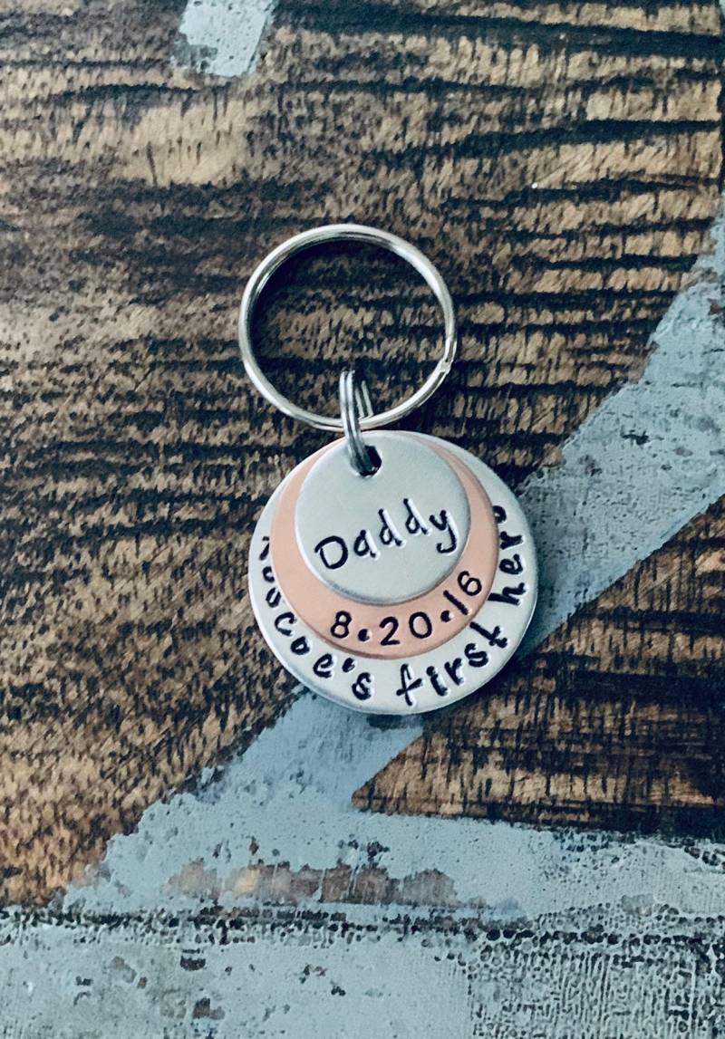 Papa Keychain Daddy Schlüsselanhänger Handgestempelt Personalisierte Geschichteten Zitat von BlueEyedJewelsTX