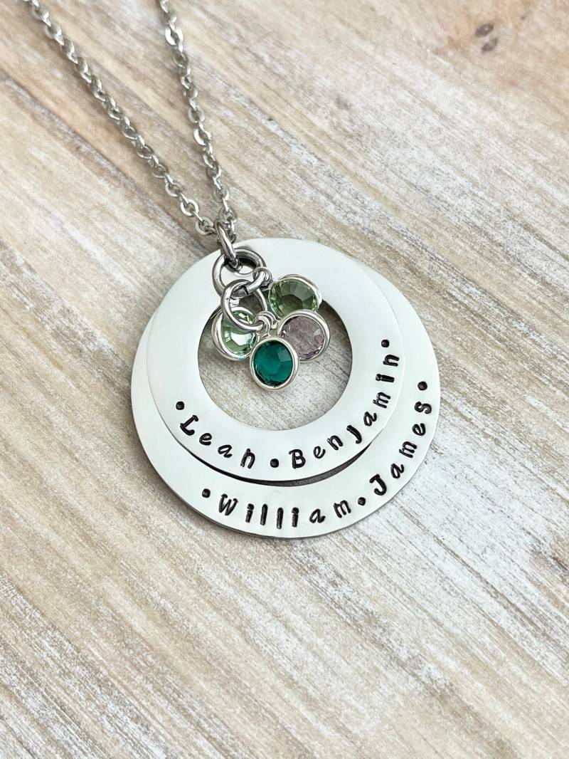Personalisierte Halskette Muttertagsgeschenk Personalisierte Waschmaschine Birthstone Geschenk Für Ihre Valentinstag von BlueEyedJewelsTX