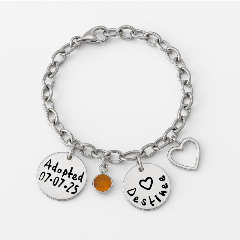 Personalisiertes Adoptions-Armband - Gotcha Day Geschenk Benutzerdefinierter Name & Datum Schmuck Adoptions-Eltern Für Immer Familienandenken von BlueEyedJewelsTX