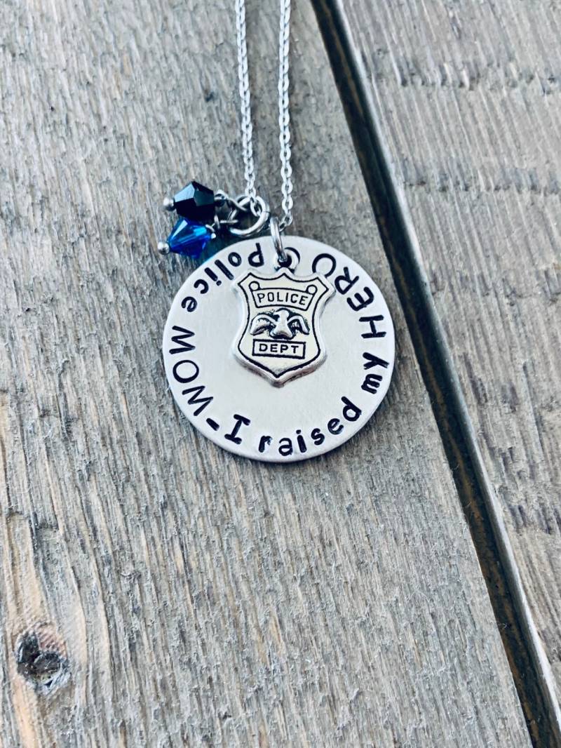 Polizei Mom Halskette Schmuck Ich Hob Meine Hero Personalisierte Mama Geschenk Für Schild von BlueEyedJewelsTX