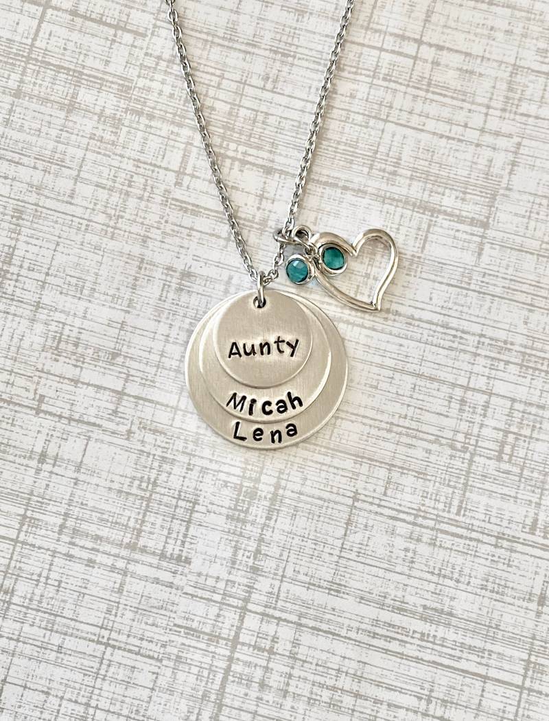 Tante Halskette Name Schmuck Personalisieren Handgestempelt von BlueEyedJewelsTX