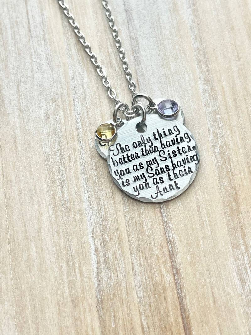 Tante Zitat Halskette Geschenk Für Schwester Schmuck Personalisierter Handgestempelter Name von BlueEyedJewelsTX