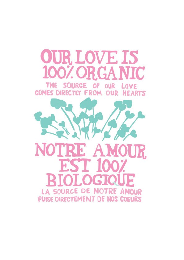 Unsere Liebe Ist 100% Bio, Siebdruck Bio Tshirt von BlueFigArt