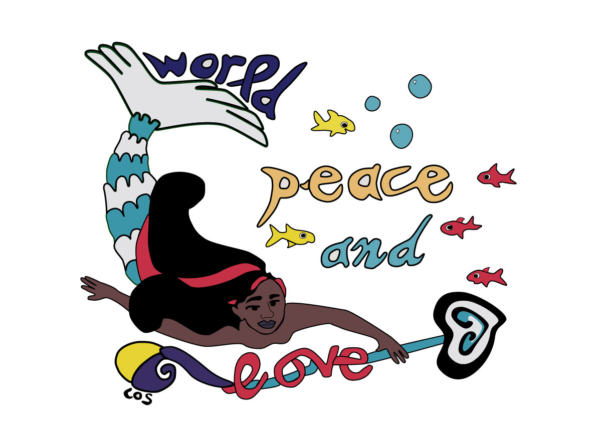 Welt Frieden & Liebe T-Shirt von BlueFigArt