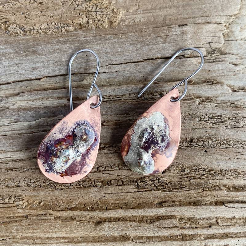 Rustikale Kupfer Und Sterling Silber Ohrringe Boho Schmuck von BlueFinnStudio