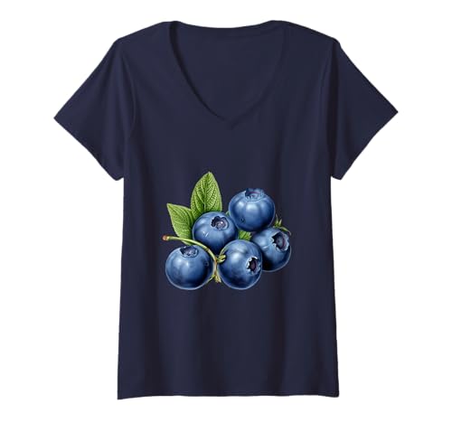 Damen Blaubeer-Design für Heidelbeer-Liebhaber – v4 T-Shirt mit V-Ausschnitt von BlueFruit Studios