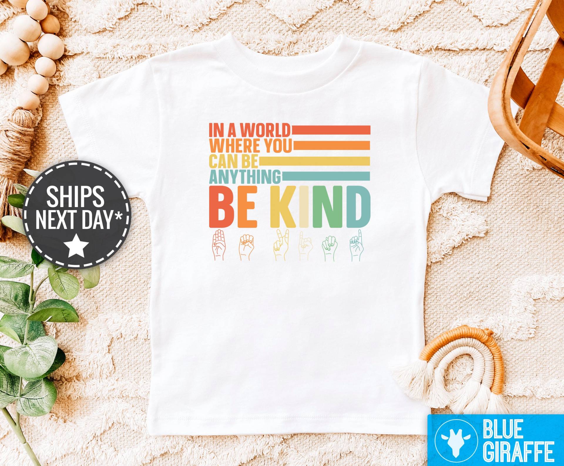 Be Kind Baby Kleinkind Shirt, Spread Kindness Unisex Body®, Vintage Bodysuit, Asl Body von BlueGiraffeApparel