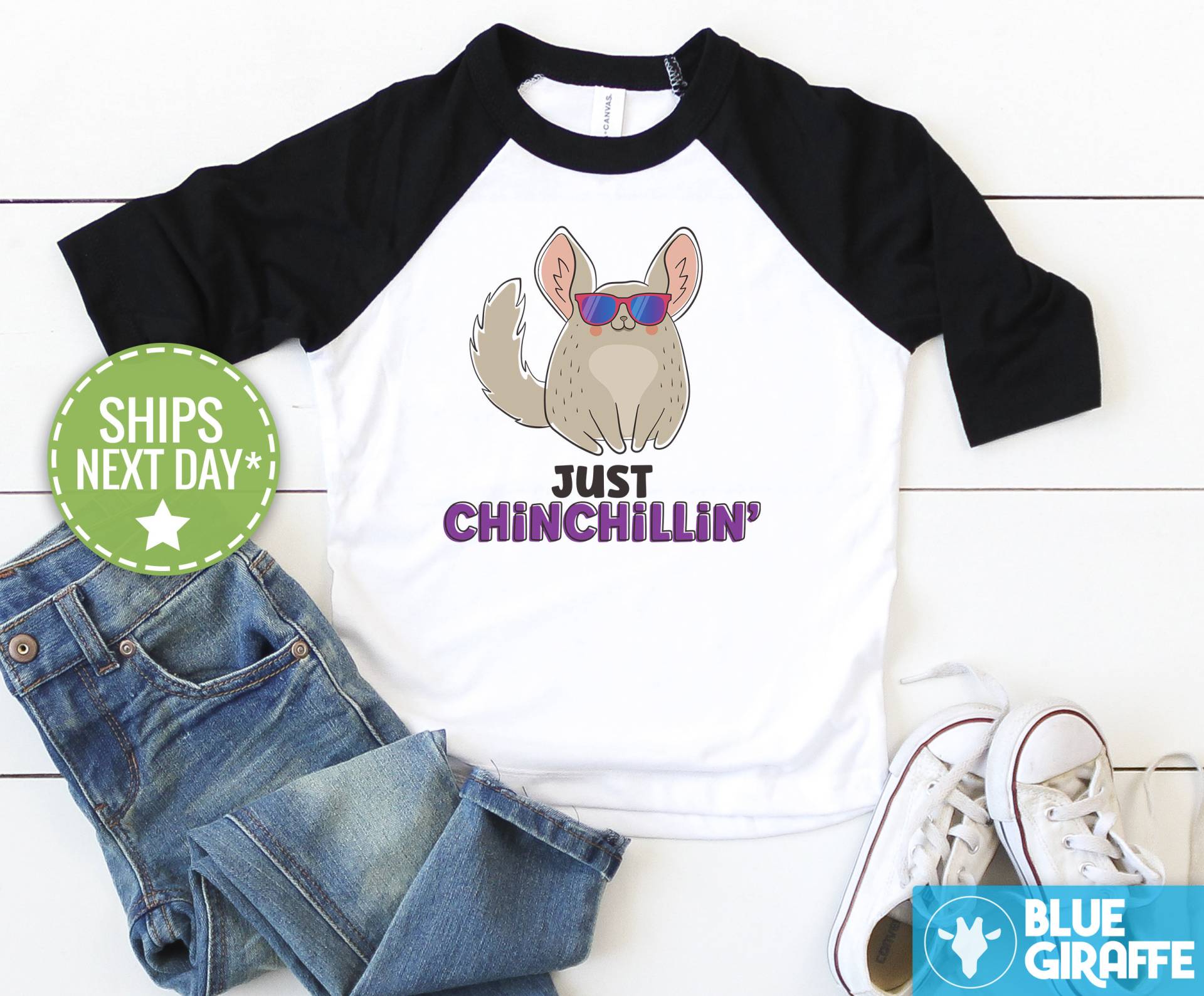 Chinchilla Kinder Shirt, Nur Chinchillin "Niedliches Kleinkind Lustiges Tier Baseball T-Shirt von BlueGiraffeApparel