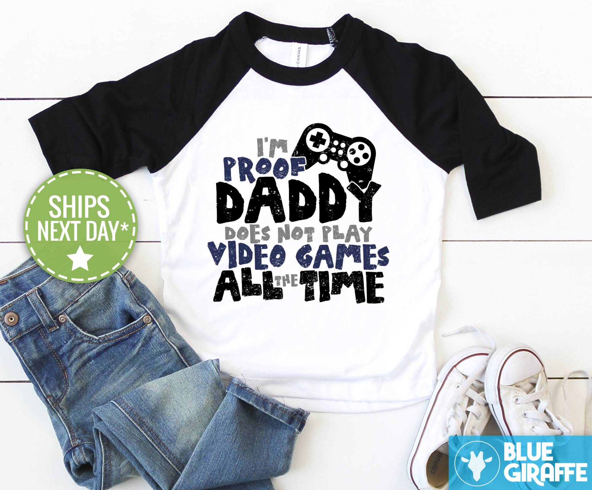 I'm Proof Daddy Spielt Nicht Immer Videospiele Kinder Shirt, Lustiges Papa Kleinkind Raglan, Niedliches Shirt von BlueGiraffeApparel