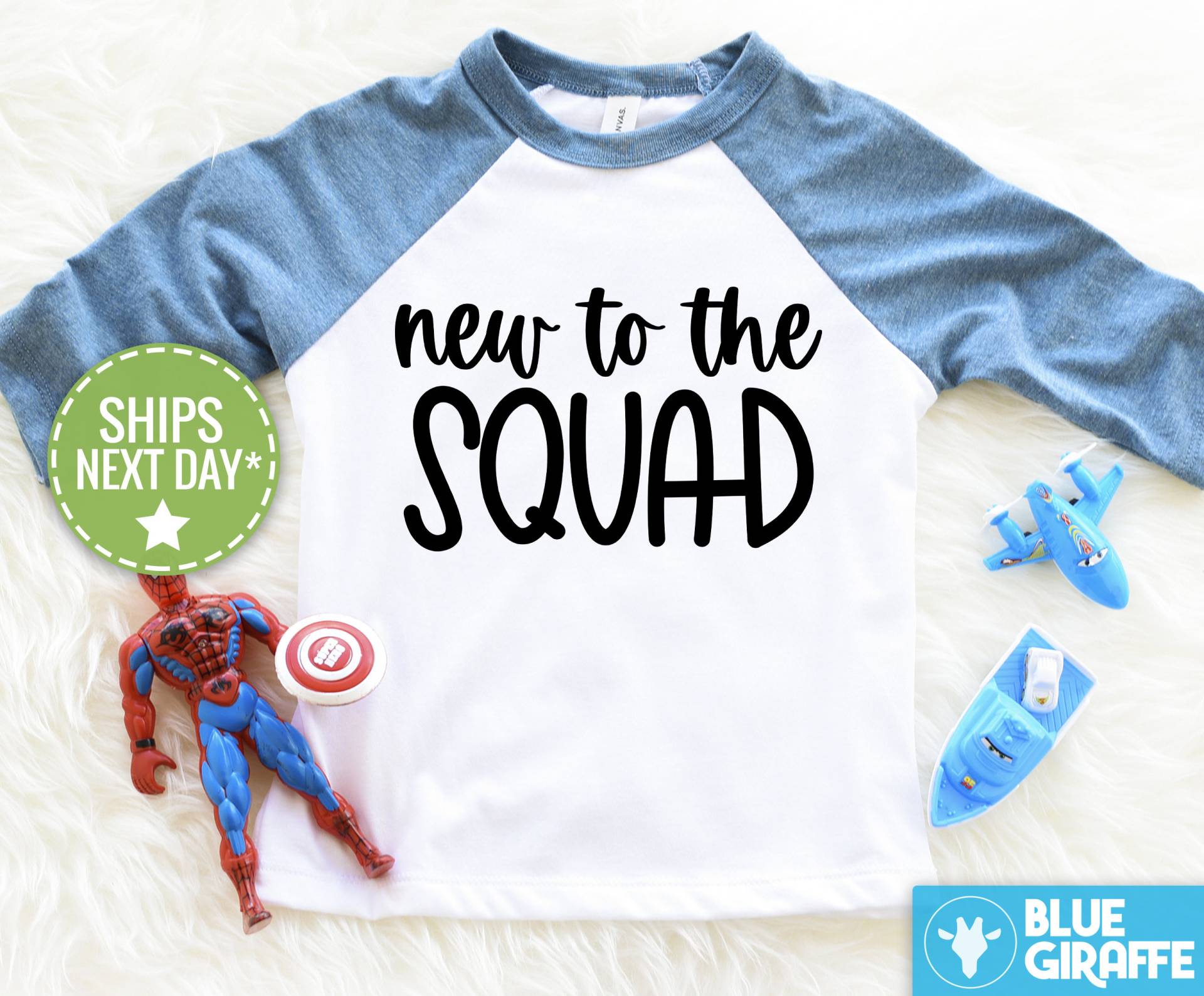 Neu in Der Squad Denim Raglan Kinder Shirt, Kleinkind Neues Familiengeschenk von BlueGiraffeApparel