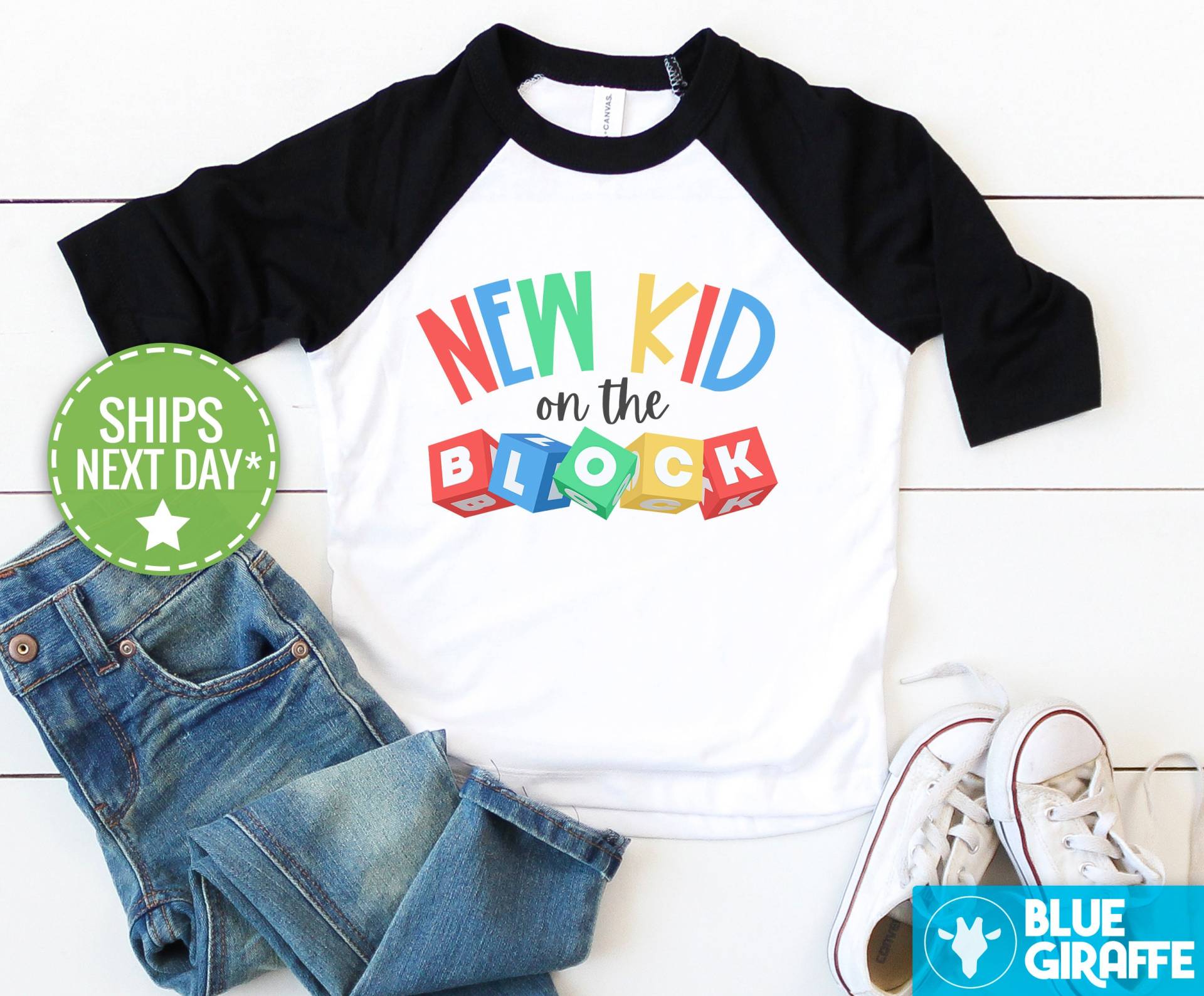 New Kid On The Block Kinder Shirt, Süße Neue Tops, Bunte Kleinkind-Shirt von BlueGiraffeApparel