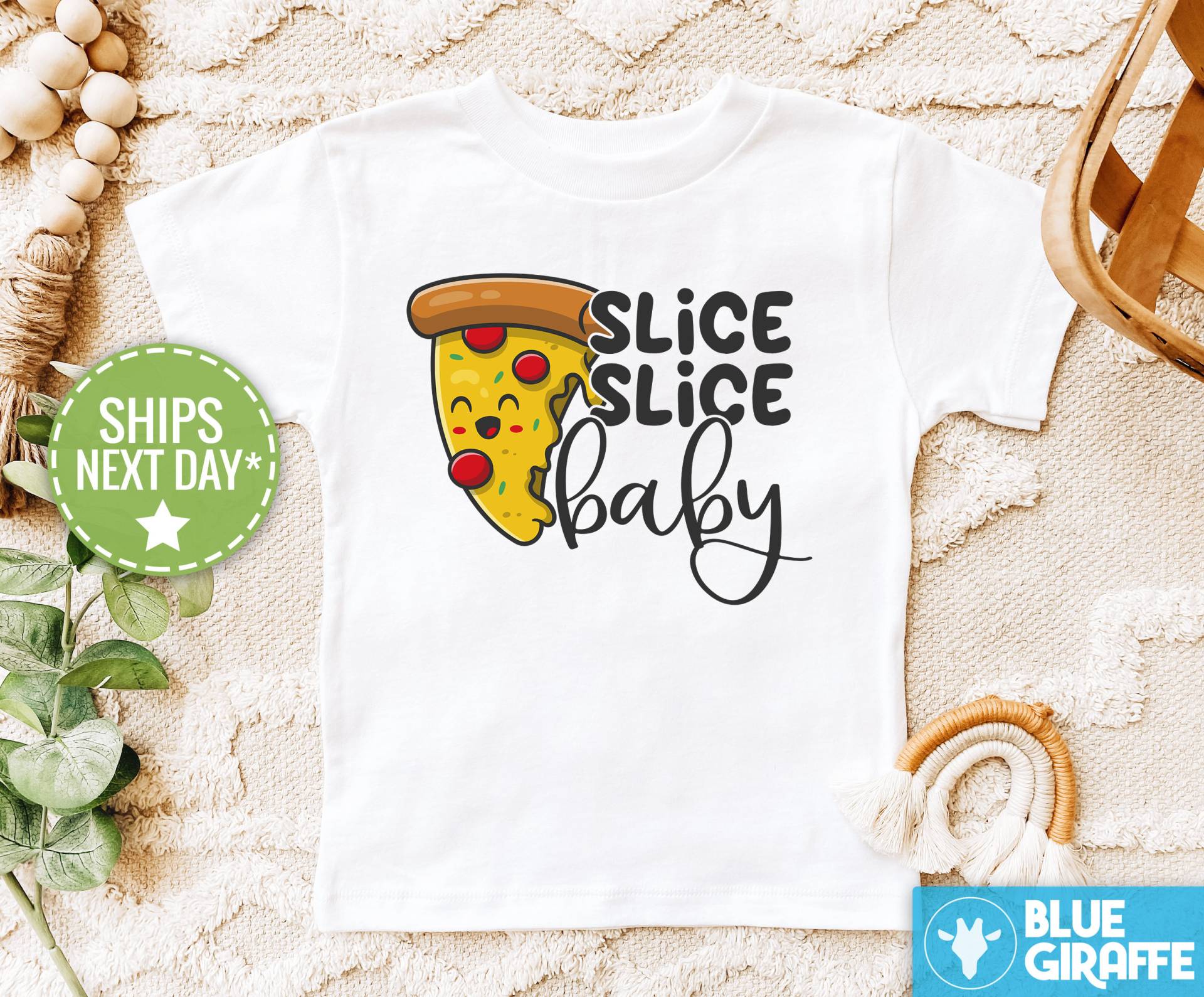 Scheibe Baby Kinder Shirt, Süsses Pizza Kleinkind Hipster Raglan Lustige Kinderkleidung von BlueGiraffeApparel