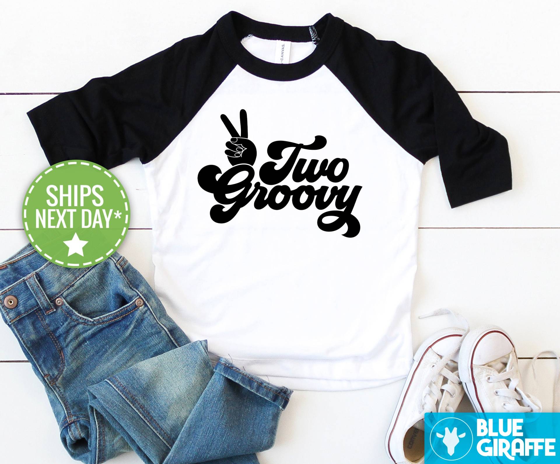 Zwei Groovy Kleinkind Shirt, Kinder Baseball Zweiter Geburtstag Shirt von BlueGiraffeApparel