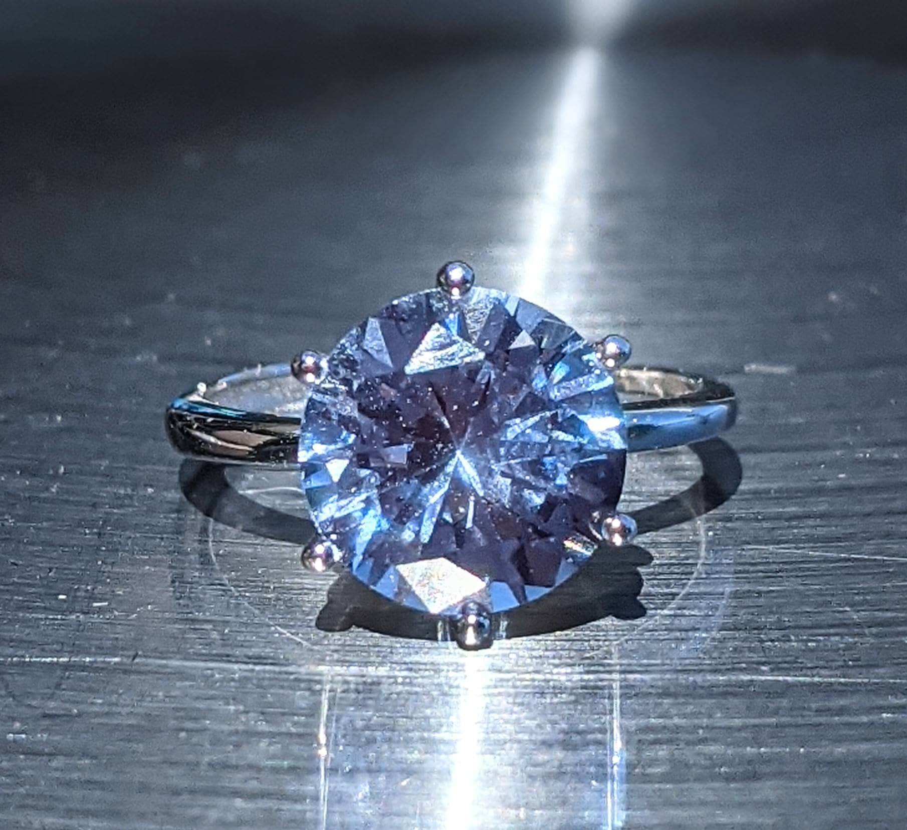 Echt Blau Spinell Ring 3Ct 10mm Sechs Zacken Silber Rundschliff Hellblau Vintage Stil Für Sie Frauen Weihnachtsgeschenk von BlueGoddessco