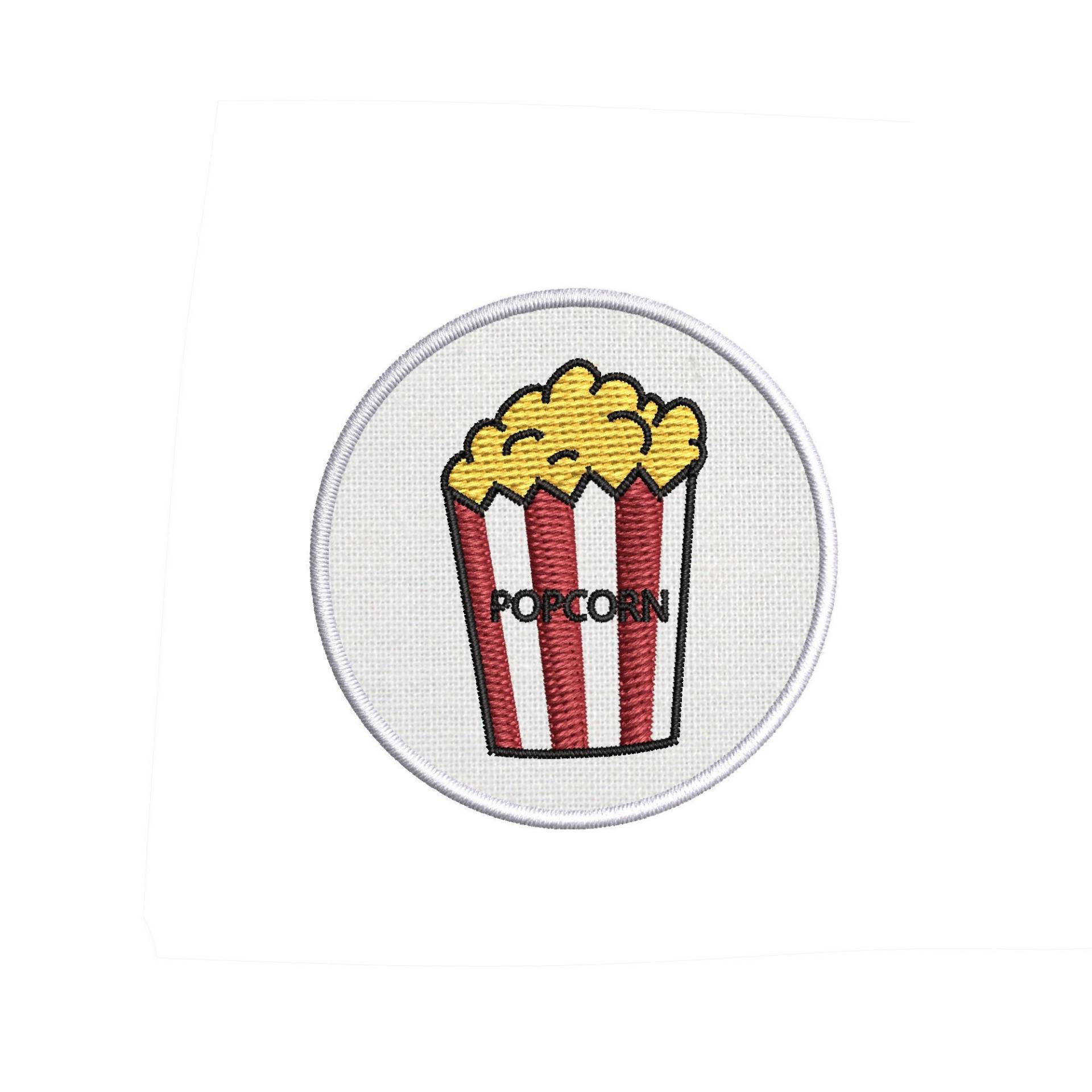 Movie Night Popcorn Bestickt Bügelbild Cool & Fun Merit Abzeichen Logo Reise Geschenk Für Weste Jacke Jeans Hüte Kleidung Rucksack Taschen von BlueHeronSales