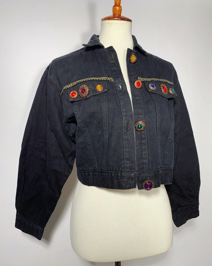 80Er Schwarze Jeansjacke von BlueHoneyShop