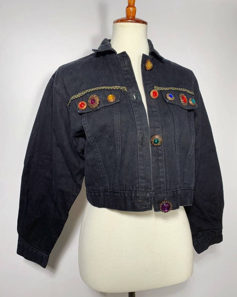 80Er Schwarze Jeansjacke von BlueHoneyShop