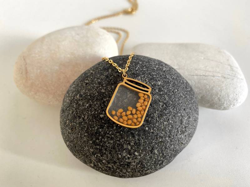 Echte Senfkornglas-Halskette Fruchtbarkeit Und Heiliger Geist-Symbol, Bescheidene Anfänge - Matthäus 17 20 Christlicher Schmuck von BlueKarmaJewellery