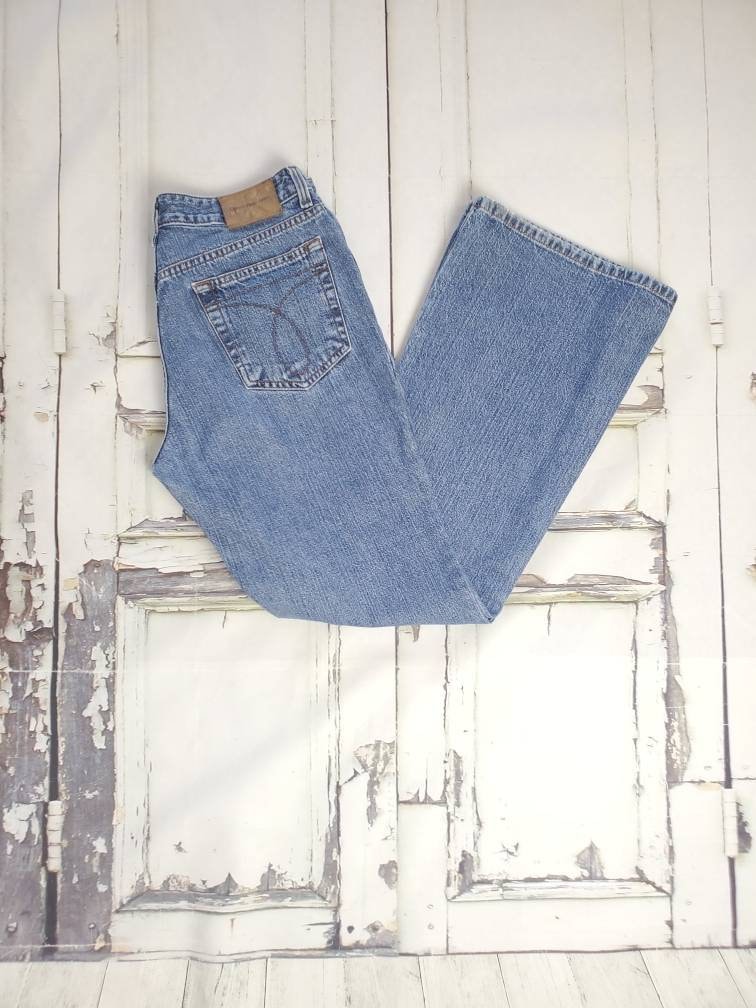 Vintage 2000 Y2K Calvin Klein Jeans Mit Weitem Bein Damen Größe 5 27 28 von BlueKoiVintage