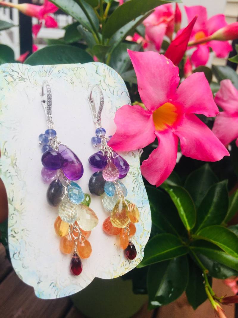 Edelstein Regenbogen Ohrringe von BlueLagoonTreasures