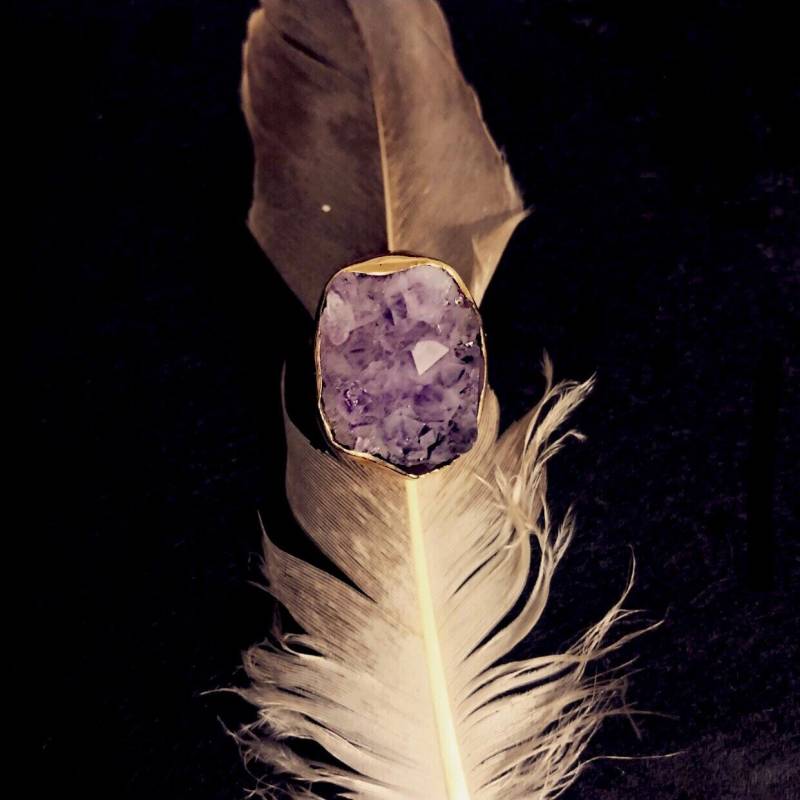 Roh Amethyst 9Ct Solide Recyclingt Gold Statement-Ring Roh Amethyst 9Ct Solide Recyclingt Gold Statement-Ring von BlueLotusDesignsAus