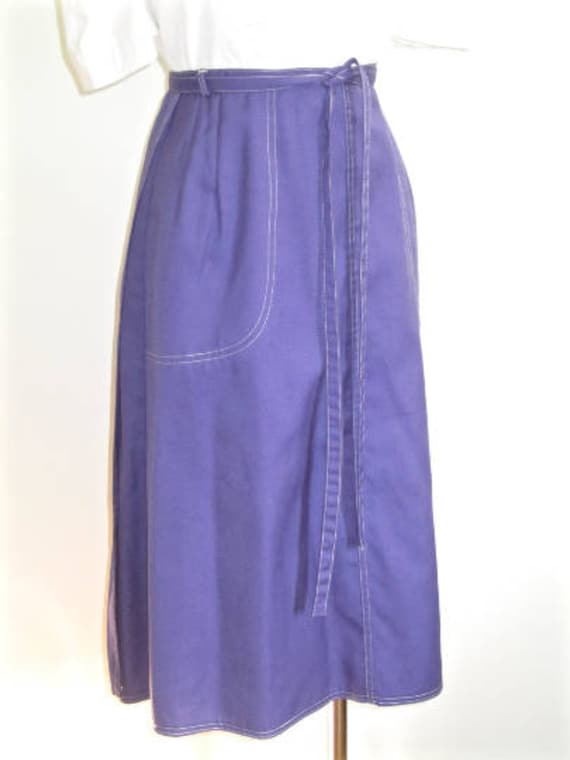 S M 60Er 70Er Wickelrock Lila Aufgesetzte Taschen Zum Binden Vorne Casual Sommer Wear Von Century Small Medium von BlueMondayVintageUSA