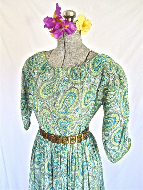 xs S 50Er Jahre Paisley 2Pc Set Pfau Blau Grün Bauern Top & Rock Von Heatherlane von BlueMondayVintageUSA
