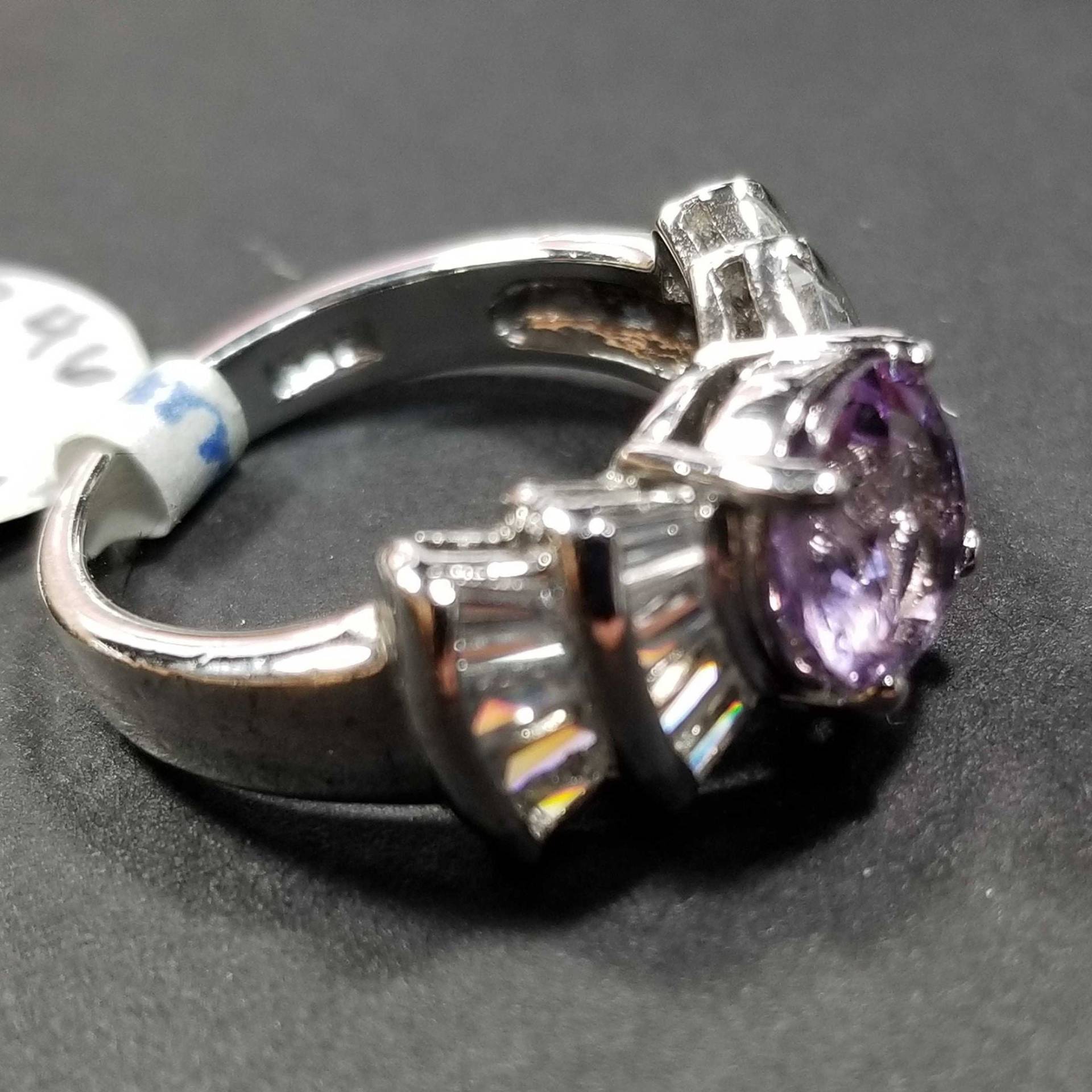 Größe 6 Sterling Silber Verlobungsring Mit Amethyst Stein Und Klaren Czs Vintage Damen Ehering Geburtstag Geschenk Februar Birthstone von BlueMoonTrader