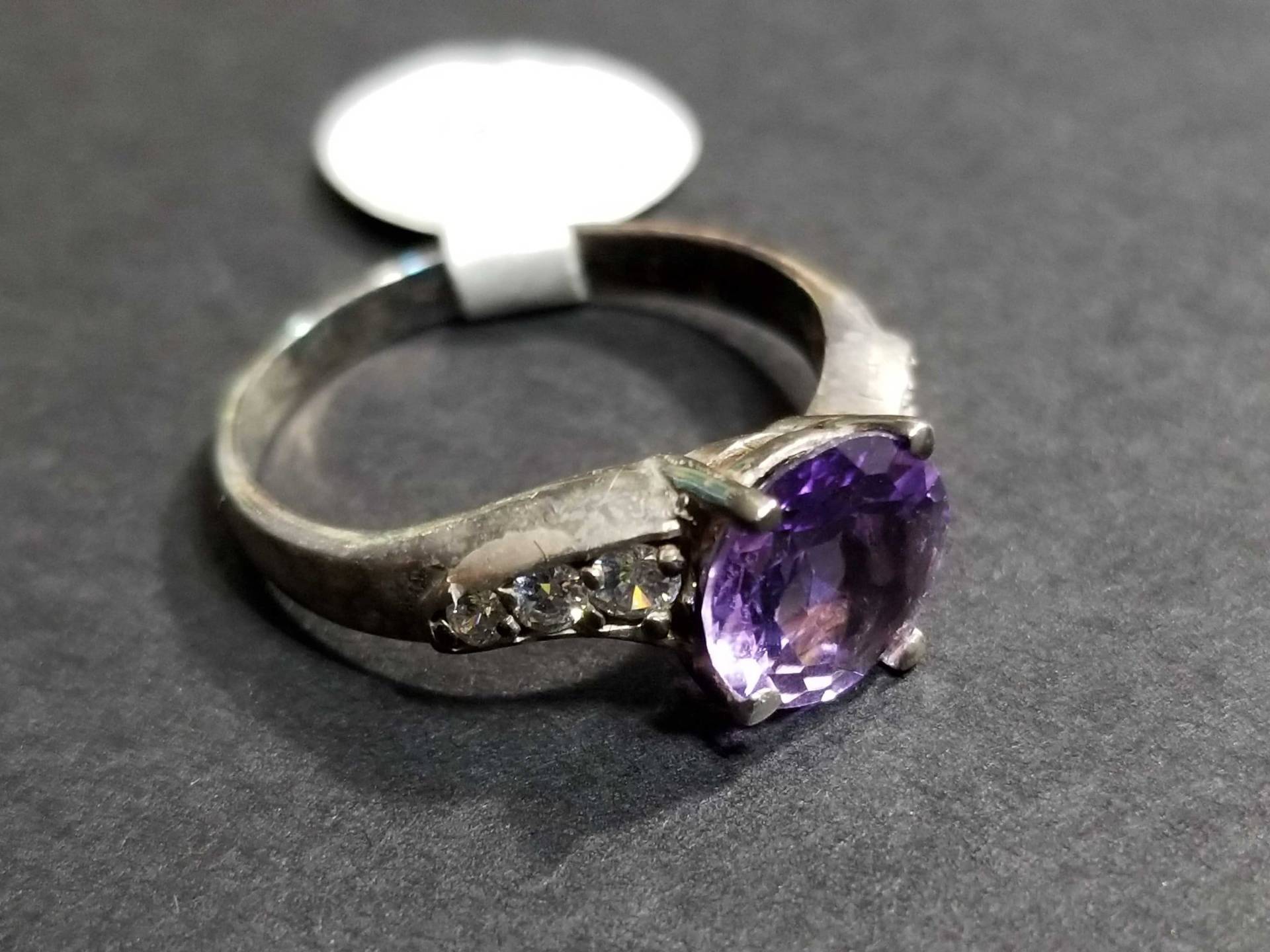 Größe 7 Damen Sterling Silber Ring Mit Amethyst Cz, Vintage Februar Birthstone von BlueMoonTrader