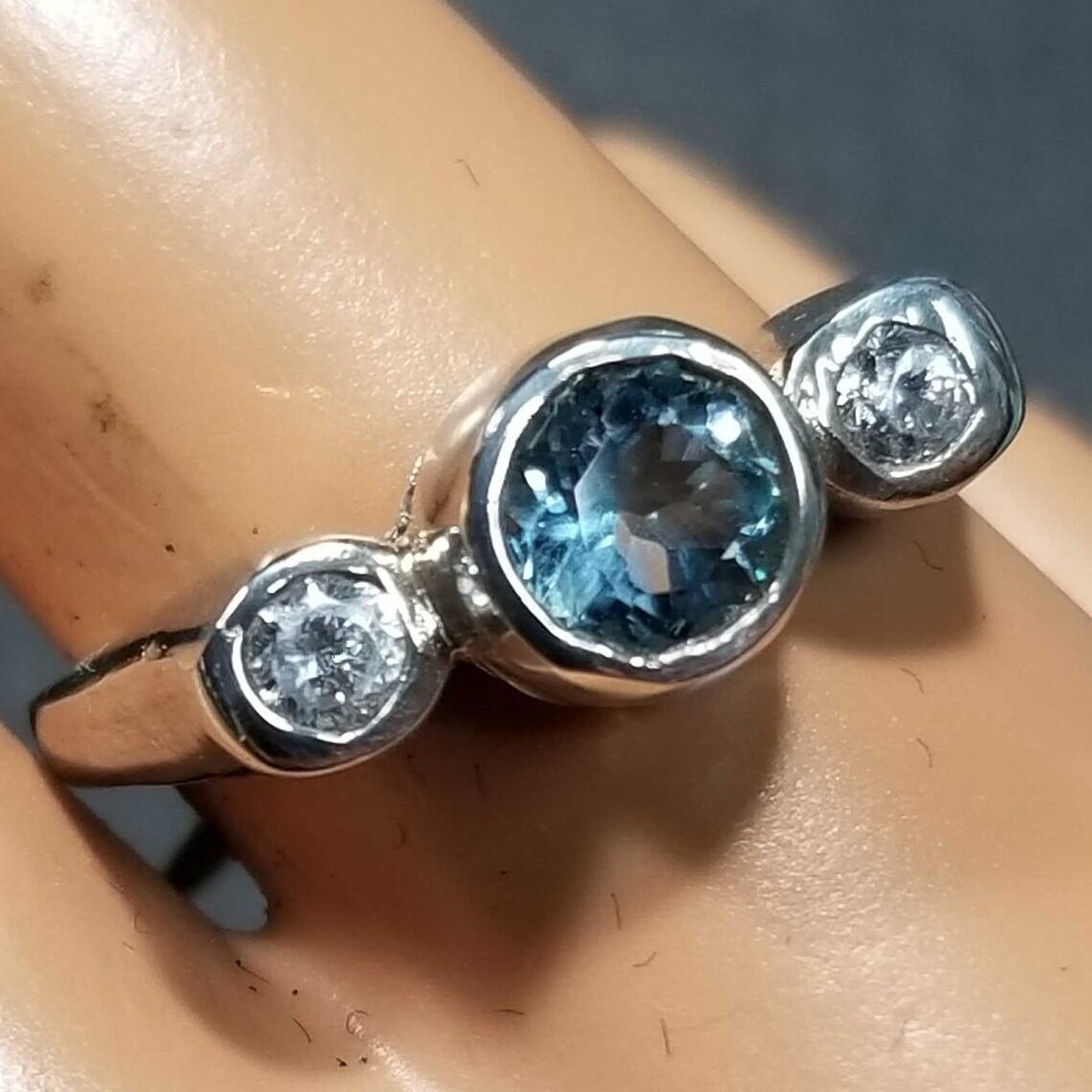 Größe 9 Aquamarin Cz Sterling Silber Ring, Vintage Frauen Geburtstagsgeschenk März Birthstone Statement Ring von BlueMoonTrader