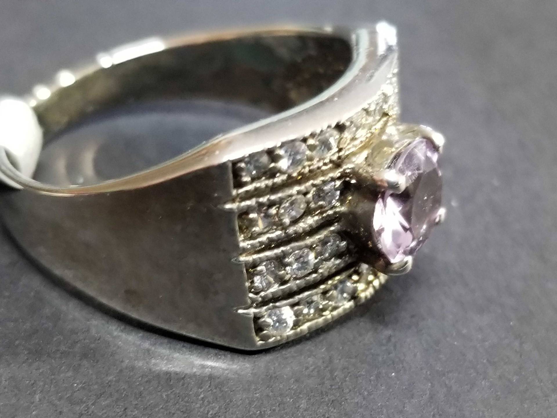 Größe 9 Echter Amethyst Sterlingsilber Ring Klar Czs Vintage Damen Verlobungsring Geburtstagsgeschenk Februar Birthstone Lila von BlueMoonTrader