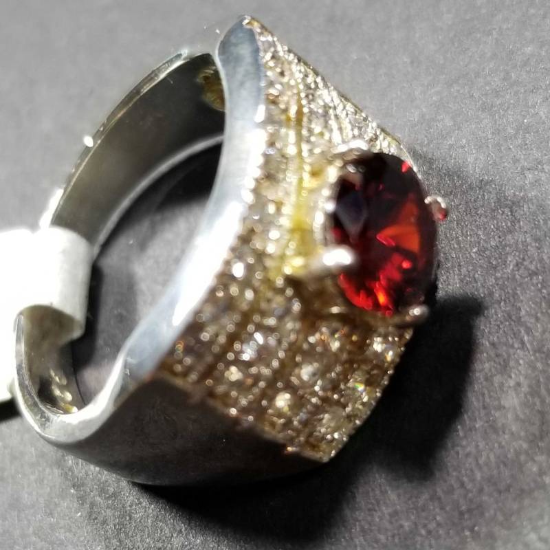 Sterling Silber Granat Cz Ring Vintage Schmuck 925 Zirkonia Frauen Januar Birthstone Geburtstag Statement von BlueMoonTrader