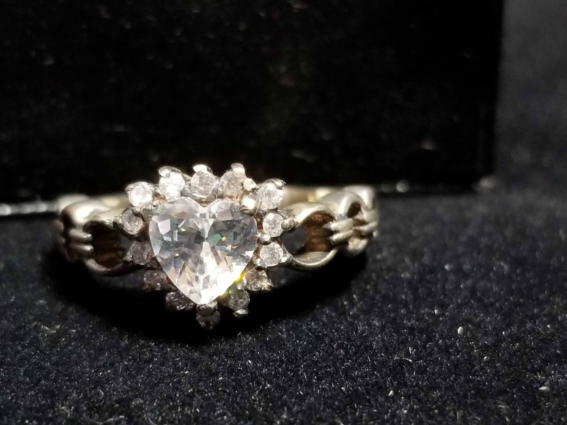 sterling Silber Größe 5 Klar Cz Edelstein Herz Ring Vintage Schmuck, Versprechen Ring, April Birthstone Heiligenschein von BlueMoonTrader