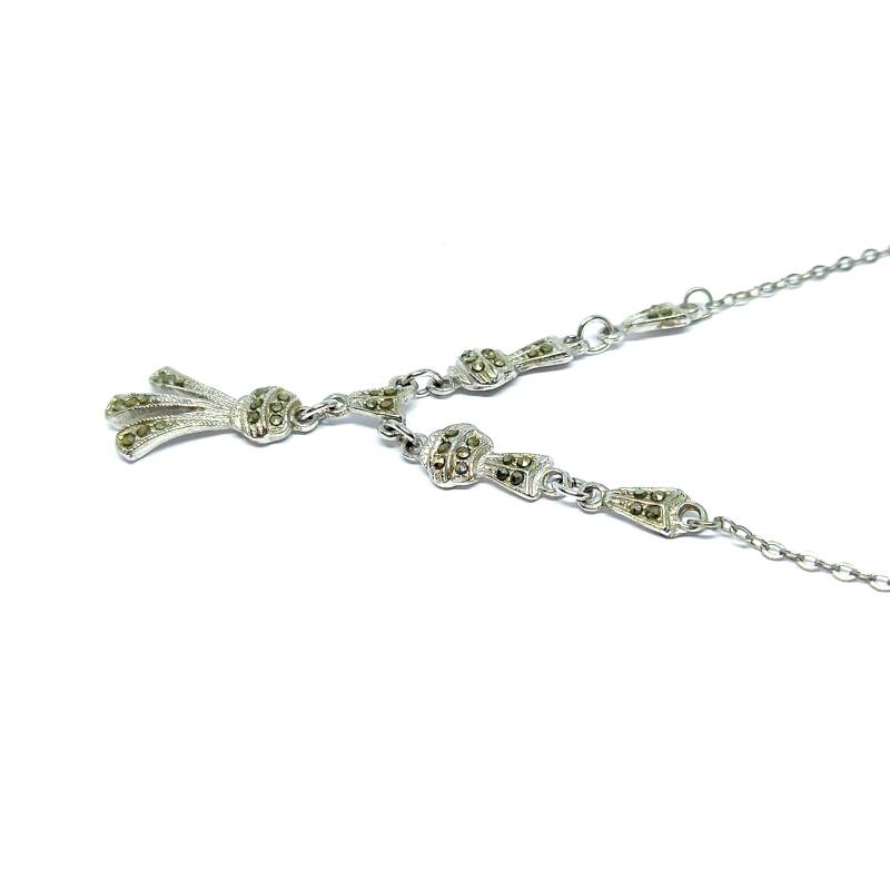 Markasit Halskette 1950Er Jahre Quaste Anhänger Vintage Silber Y Form Lariat Tropfen Art Deco Stil Funkelnd Markasit Halskette 1950Er Jahre Quaste Anhänger Vintage Silber Y Form Lariat Tropfen Art Deco Stil Funkelnd von BlueMoonTrinketShop