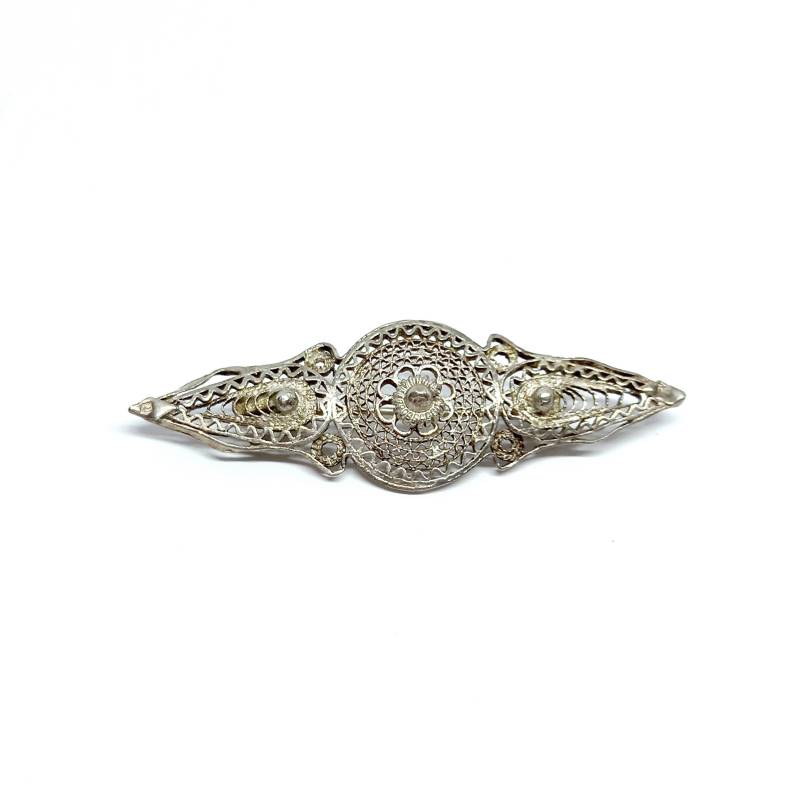 sterling Silber Filigree Brosche 1930S Vintage Eye Förmige Signiert Hallmarked Ziel Perlen C-Verschluss Pin sterling Silber Filigree Brosche 1930S Vintage Eye Förmige Signiert Hallmarked Ziel Perlen C-Verschluss Pin von BlueMoonTrinketShop
